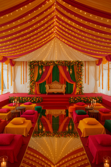 Festive, elegant, cultural luxury — perfect for Mehndi & pre-wedding events - Regal Decor UK
